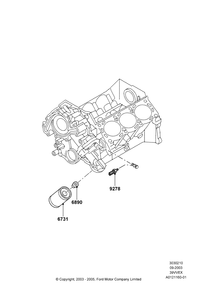 10 - Oil Cooler and Filter, 3.9L OHV EFI NA V6 GAS; 05/SEP/2003-12/MAY/2004