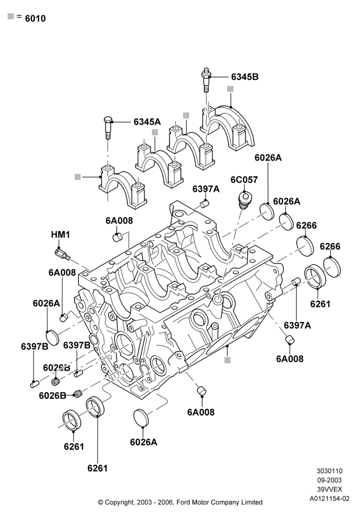 10 - Cylinder Block and Plugs, 3.9L OHV EFI NA V6 GAS; 05/SEP/2003-12/MAY/2004
