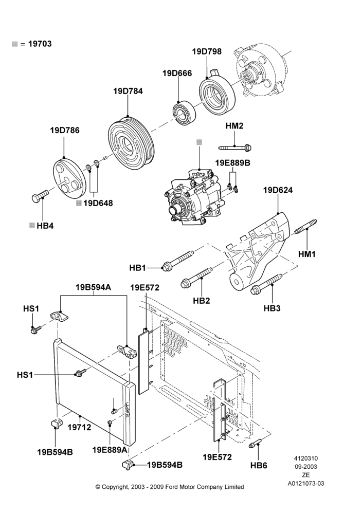 10C - Air Conditioning Condensr/Compressr, 3.9L OHV EFI NA V6 GAS; 29/SEP/2003-12/MAY/2004