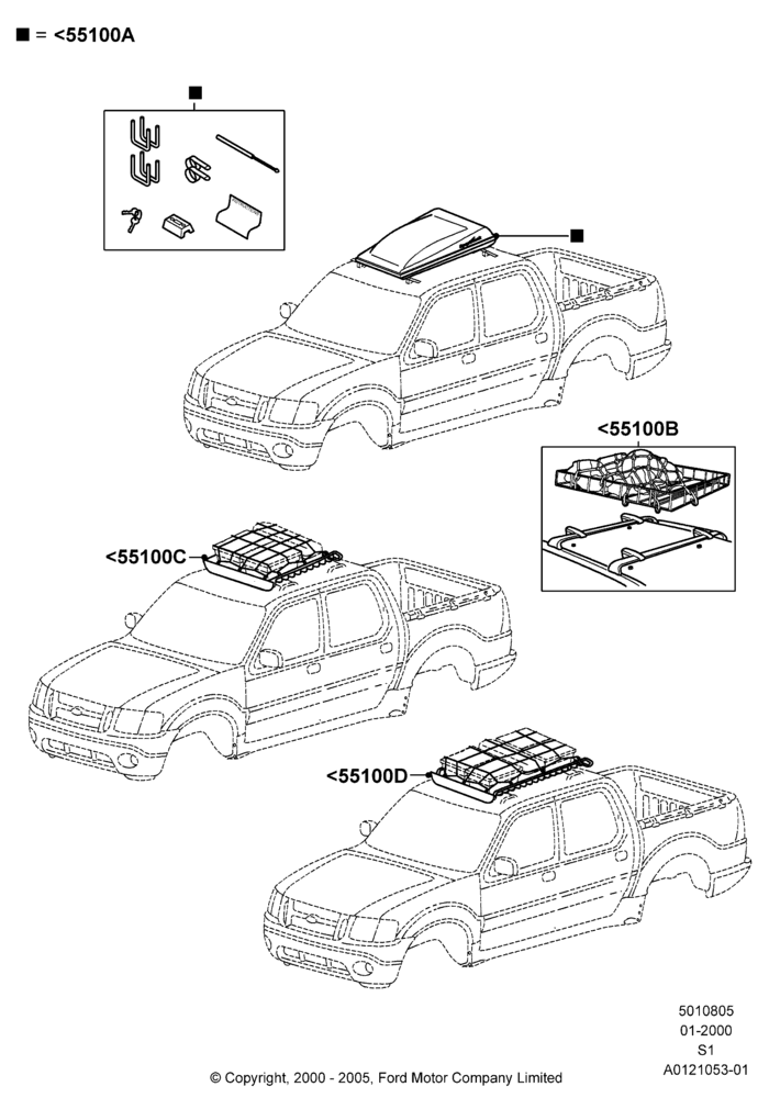 05Z - Roof Rack Systems, Accessory, For 'LoadWarrior' Basket, 'LoadWarrior' Basket Extension And Luggage/Cargo Basket; 31/JAN/2000-30/JUN/2005