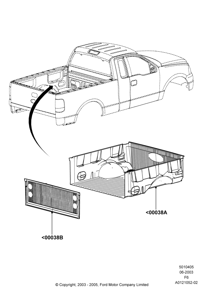 05H - Pick Up Box/Tailgate and Tonneau, Ford 150 Series, Accessory, Bed Liner/Tailgate Protector; 02/JUN/2003-18/AUG/2008