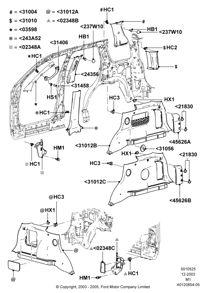 25C - Side Trim, Ford Series; 22/DEC/2003-01/MAY/2006