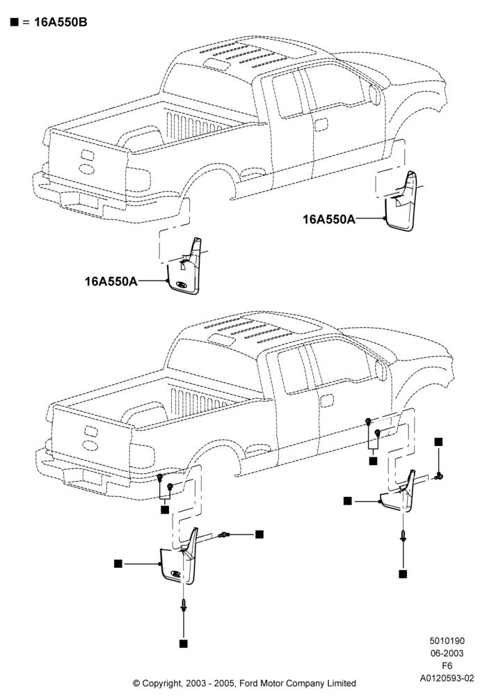 Mudflaps, Ford 150 Series, With 6.5' Flareside Box, Accessory