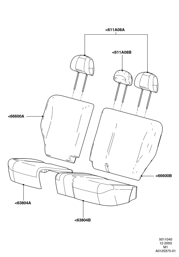40E - Rear Seat Covers, 2nd Row Split Bench Seat - 2 Pass, Ford Series; 22/DEC/2003-01/MAY/2006