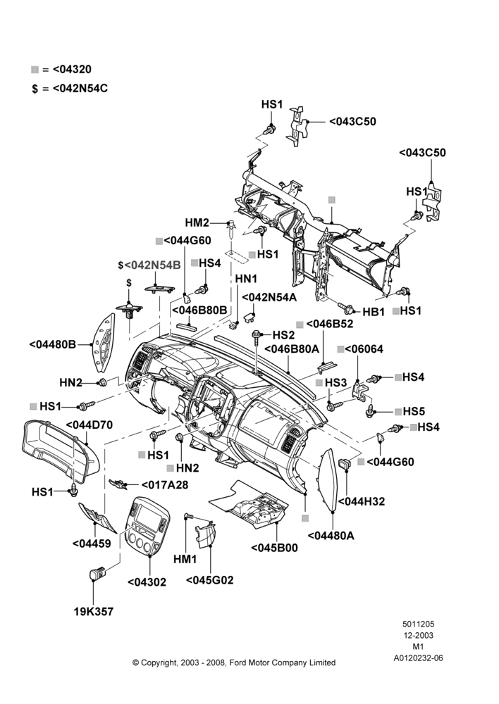 05D - Instrument Panel, Ford Series; 22/DEC/2003-01/MAY/2006
