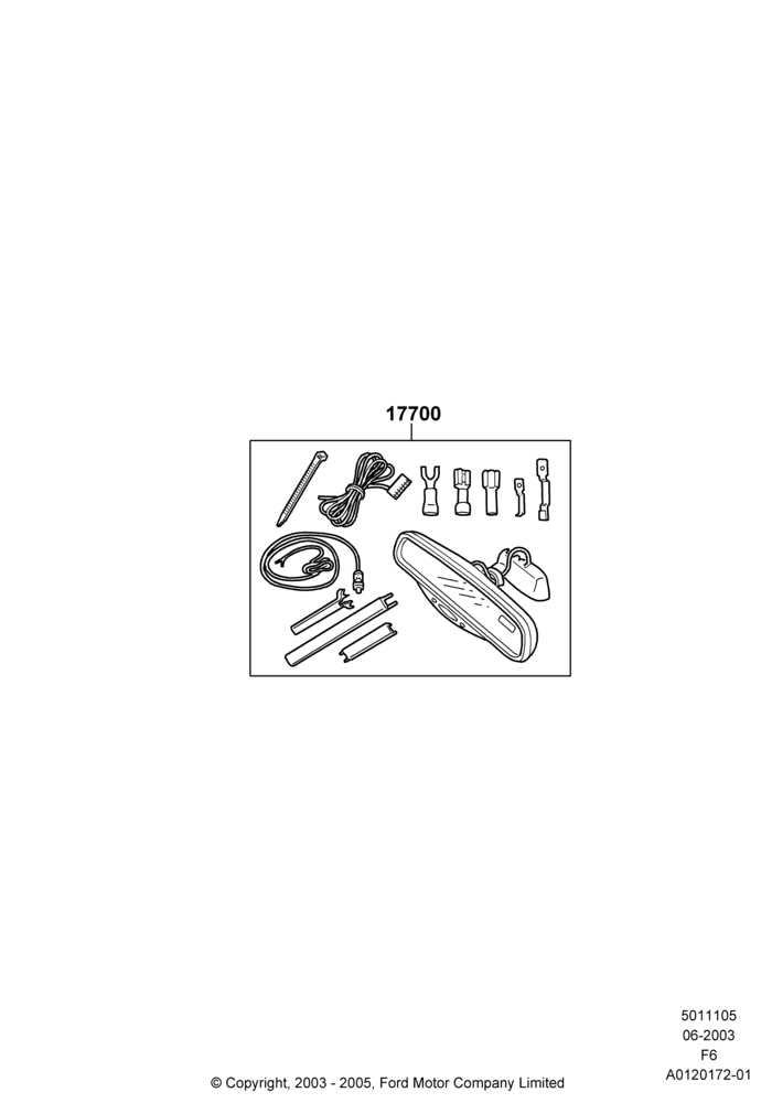 05XA - Windshield/Inside Rear View Mirror, Less Sync, Accessory; 02/JUN/2003-24/OCT/2011