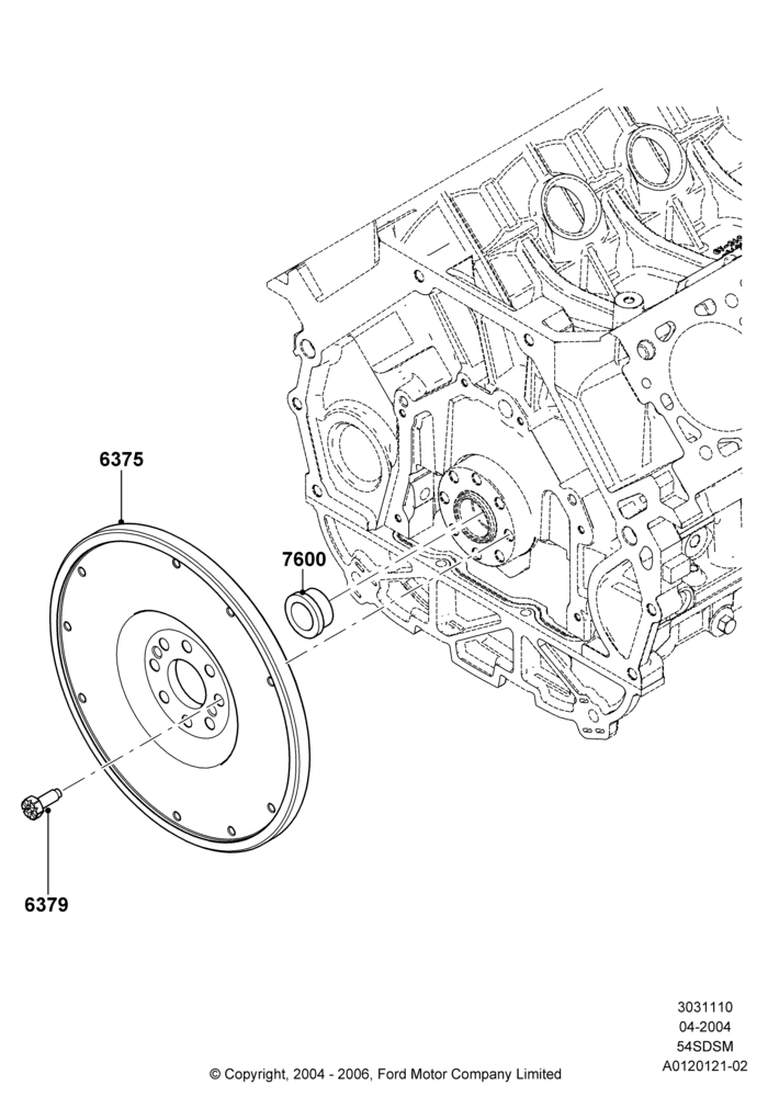 10A - Flywheel, 5.4L 4V DOHC EFI S/C ALUM V8 G; 30/JUN/2004-30/SEP/2006