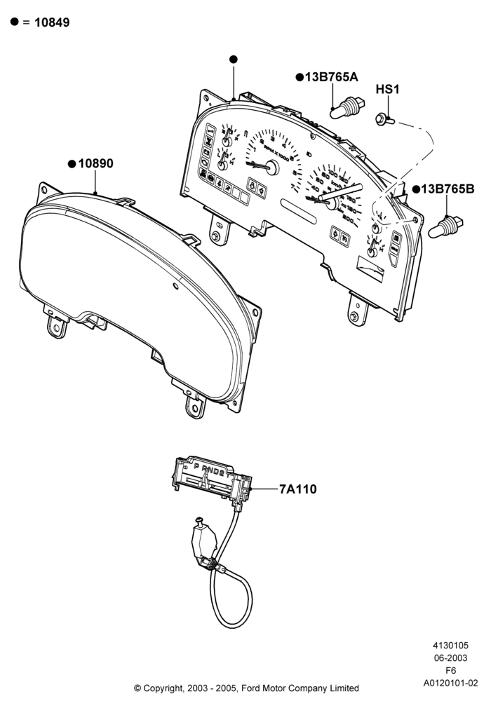 05B - Instrument Cluster, Less Flow Thru Floor Console; 02/JUN/2003-23/AUG/2004