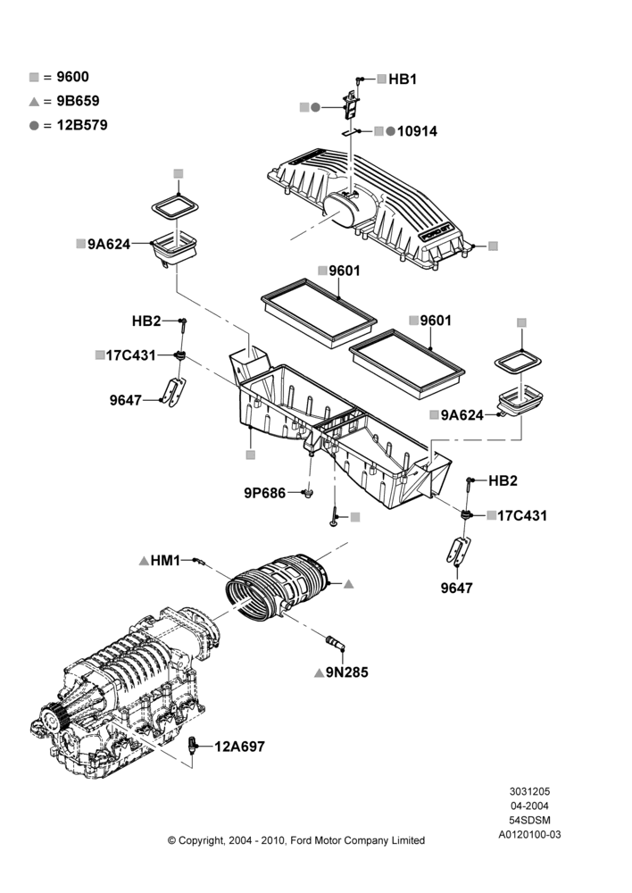 05A - Air Cleaner, 5.4L 4V DOHC EFI S/C ALUM V8 G; 30/JUN/2004-30/SEP/2006
