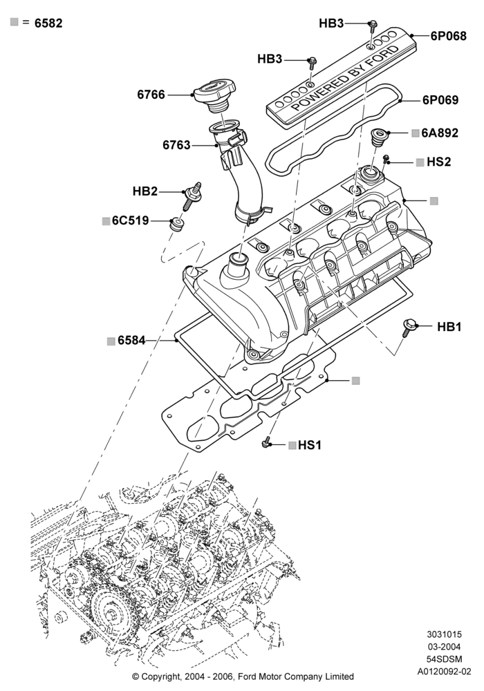 15A - Cylinder Head Cover, 5.4L 4V DOHC EFI S/C ALUM V8 G; 30/JUN/2004-30/SEP/2006