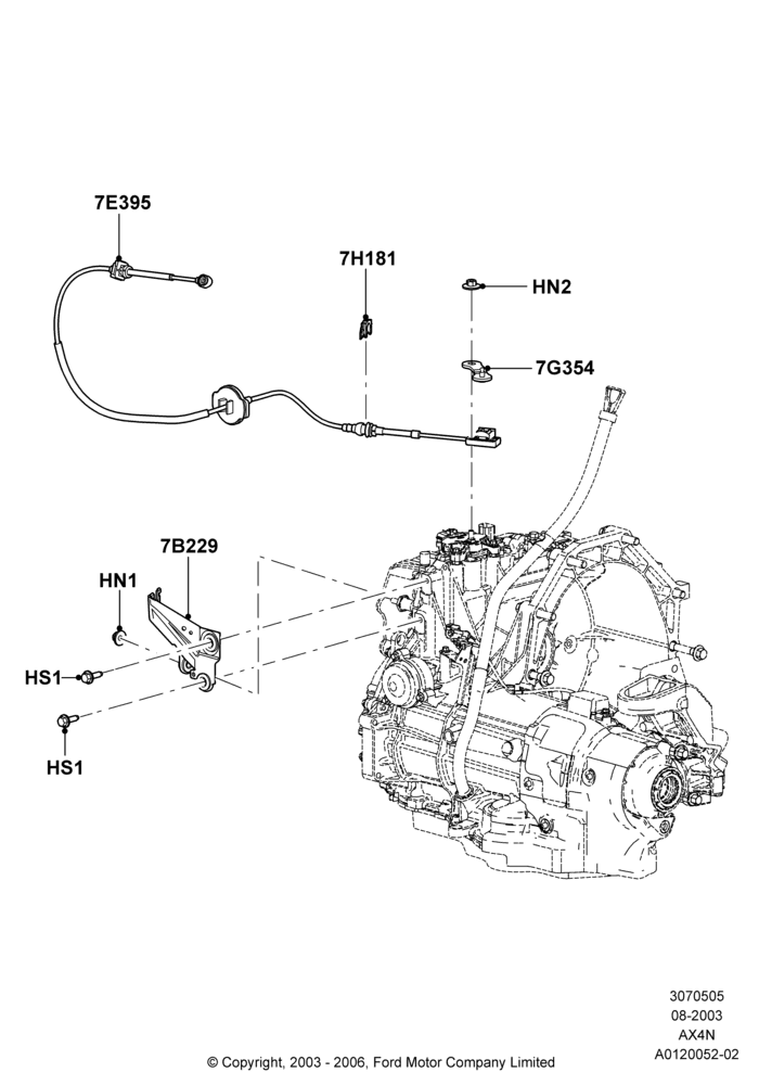 05B - Gear Change-Automatic Transmission, AX4N, Lower; 25/AUG/2003-02/JAN/2007