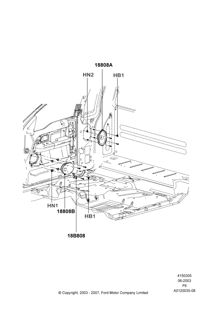 05B - Speakers, AM/FM CD Changer/Clock, With Manual Front Windows; 02/JUN/2003-29/NOV/2004