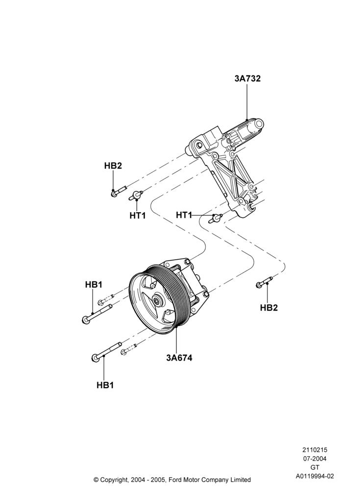 15 - Power Steering Pump Mounting; 30/JUN/2004-30/SEP/2006