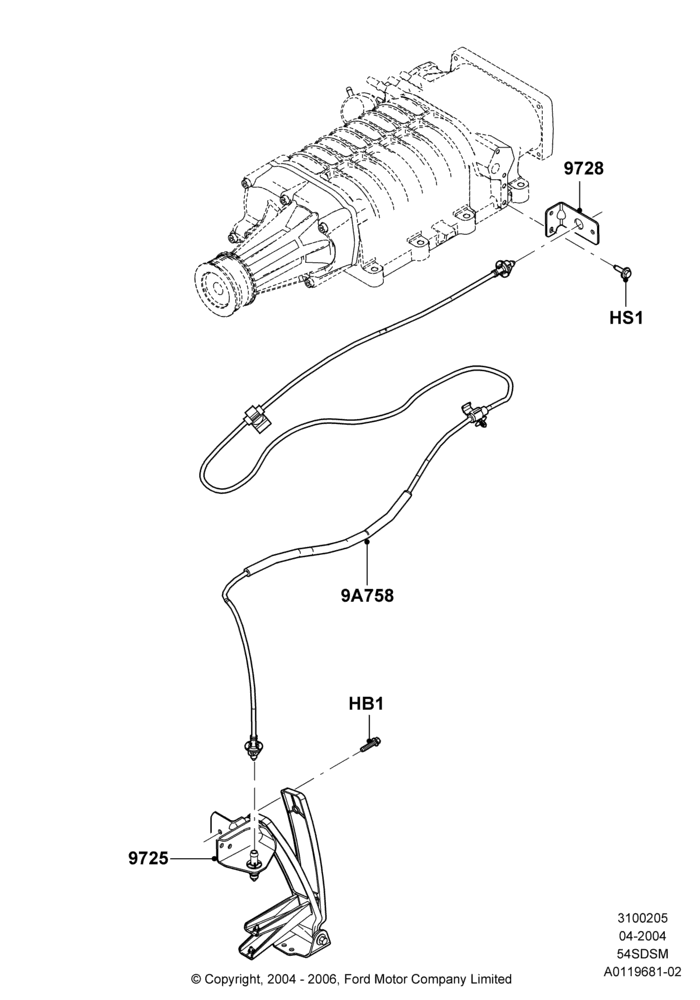 05A - Accelerator/Injection Pump Controls, 5.4L 4V DOHC EFI S/C ALUM V8 G; 30/JUN/2004-30/SEP/2006