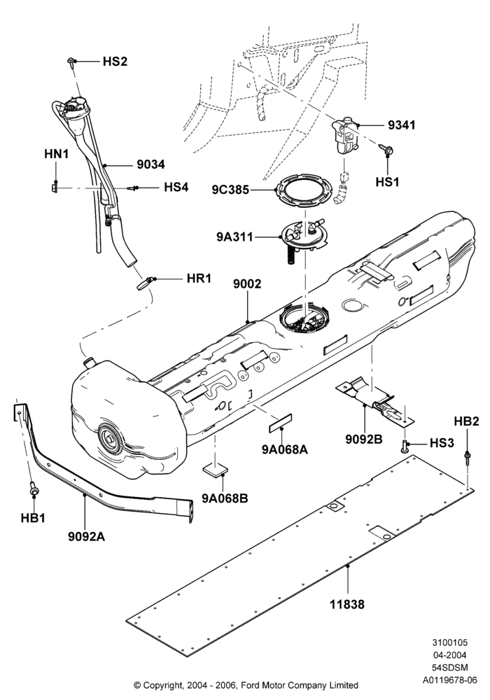05A - Fuel Tank, 5.4L 4V DOHC EFI S/C ALUM V8 G; 30/JUN/2004-30/SEP/2006