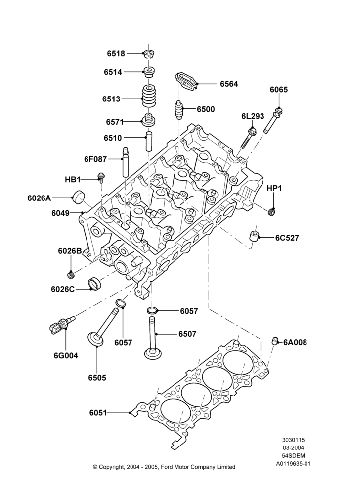 15A - Cylinder Head, 5.4L 4V DOHC EFI S/C ALUM V8 G; 30/JUN/2004-30/SEP/2006