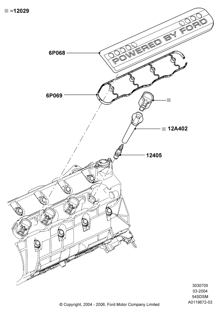 05A - Ignition Coil and Wires/Spark Plugs, 5.4L 4V DOHC EFI S/C ALUM V8 G; 30/JUN/2004-30/SEP/2006