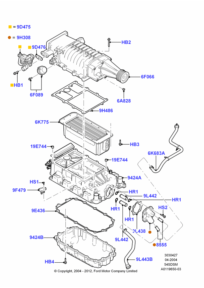 27A - Supercharger, 5.4L 4V DOHC EFI S/C ALUM V8 G; 30/JUN/2004-30/SEP/2006
