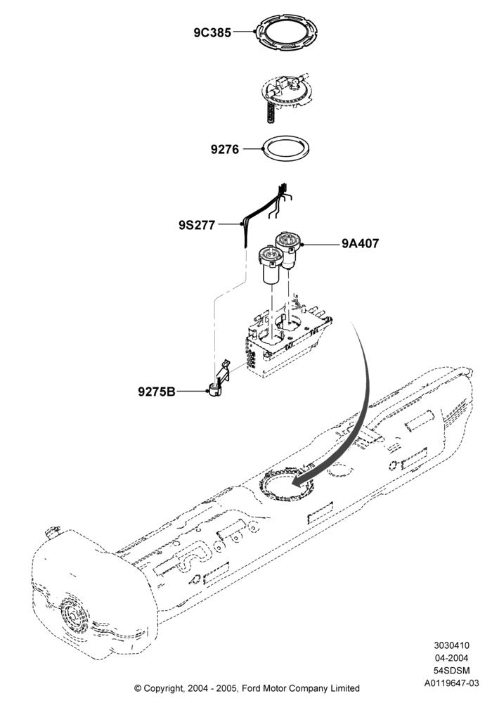 10A - Fuel Pump And Sender Unit, 5.4L 4V DOHC EFI S/C ALUM V8 G; 30/JUN/2004-30/SEP/2006