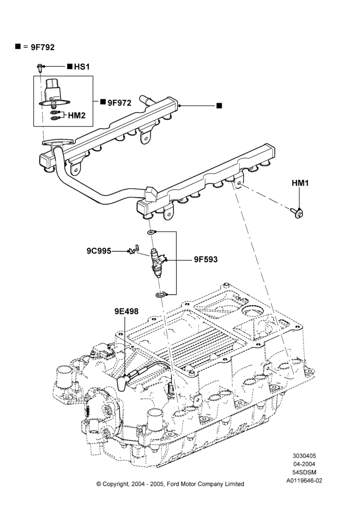 05A - Fuel Injectors and Pipes, 5.4L 4V DOHC EFI S/C ALUM V8 G; 30/JUN/2004-30/SEP/2006
