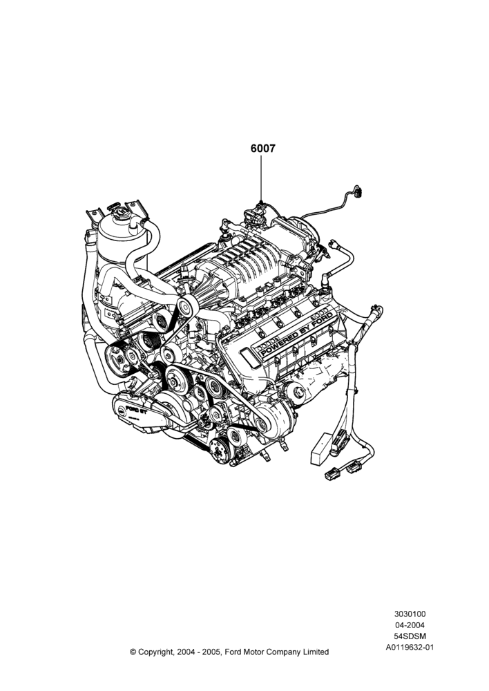 00A - Engine Assy Fully Dressed, 5.4L 4V DOHC EFI S/C ALUM V8 G; 30/JUN/2004-30/SEP/2006