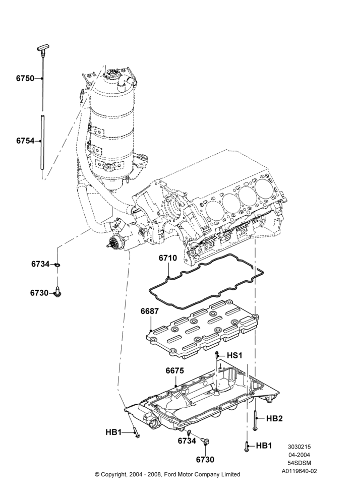 15A - Oil Pan/Oil Level Indicator, 5.4L 4V DOHC EFI S/C ALUM V8 G; 30/JUN/2004-30/SEP/2006