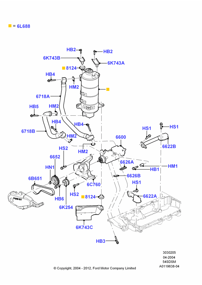 05A - Oil Pump, 5.4L 4V DOHC EFI S/C ALUM V8 G; 30/JUN/2004-30/SEP/2006