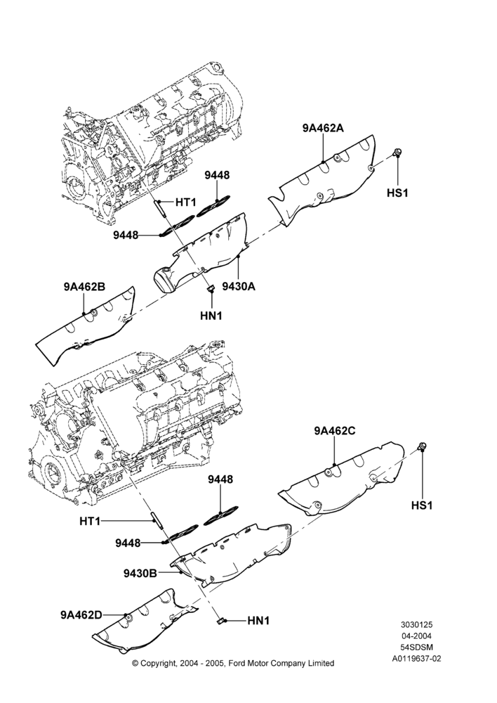 25A - Exhaust Manifold, 5.4L 4V DOHC EFI S/C ALUM V8 G; 30/JUN/2004-30/SEP/2006