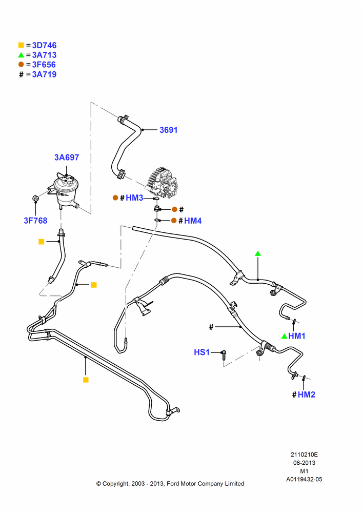 10E - Supply & Return Hoses - Power Strg, All LHD Territories, 2.3L Duratec-HE (145PS) - MI4; 22/DEC/2003-01/MAY/2006