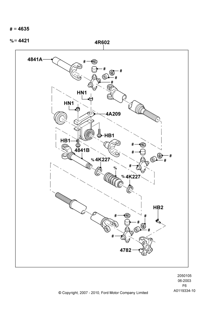 05G - Drive Shaft - Rear Axle Drive, 163"/4140MM Wheelbase, 4WD, Romeo 4.6 SOHC EFI, Multiple Piece Driveshaft; 02/JUN/2003-18/AUG/2008