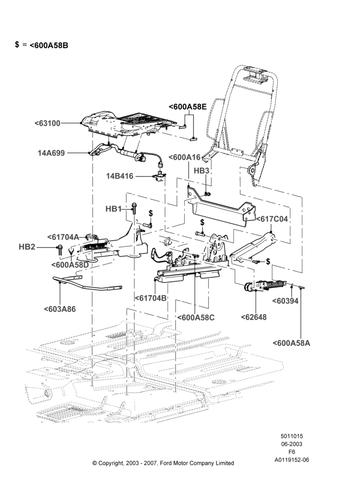 15G - Front Seat Base, Crew Cab, With Driver 2 Way Mnl.Seat Adjuster, Driver Seat; 02/JUN/2003-23/AUG/2004