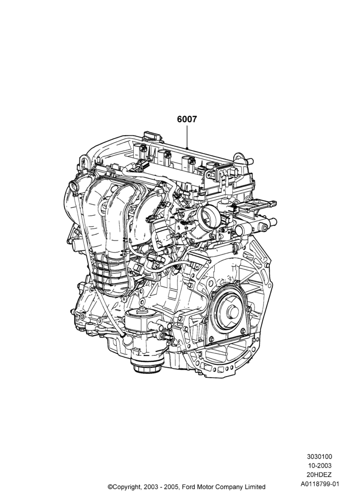 00B - Engine Assy Fully Dressed, All 2.0L Zetec Engines; 04/SEP/2003-05/APR/2004