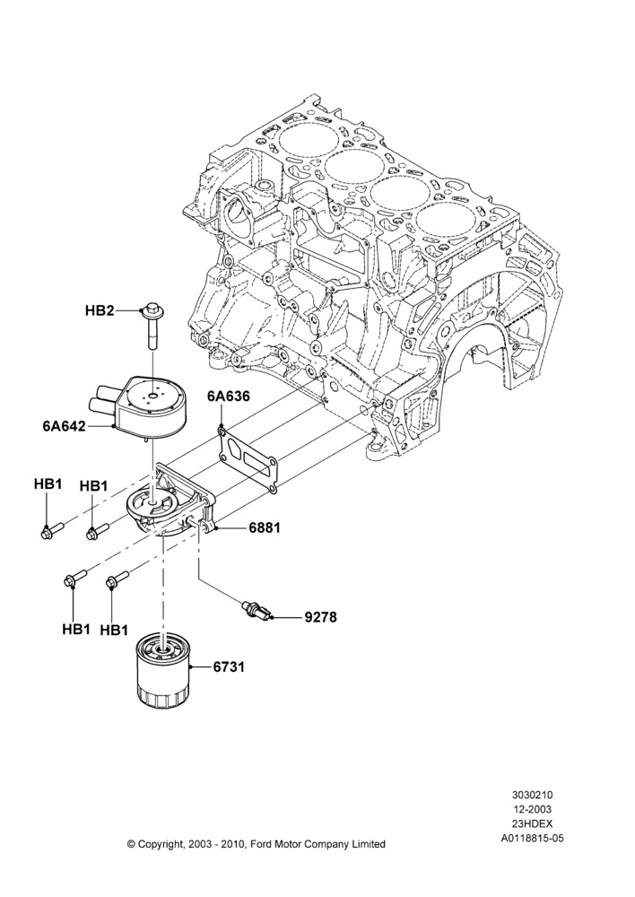 10B - Oil Cooler and Filter, 2.3L Duratec-HE (145PS) - MI4; 22/DEC/2003-01/MAY/2006