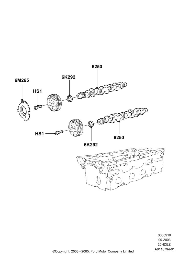 10C - Camshaft, SVT Package, 2.0L Zetec VVT (170PS); 04/SEP/2003-05/APR/2004