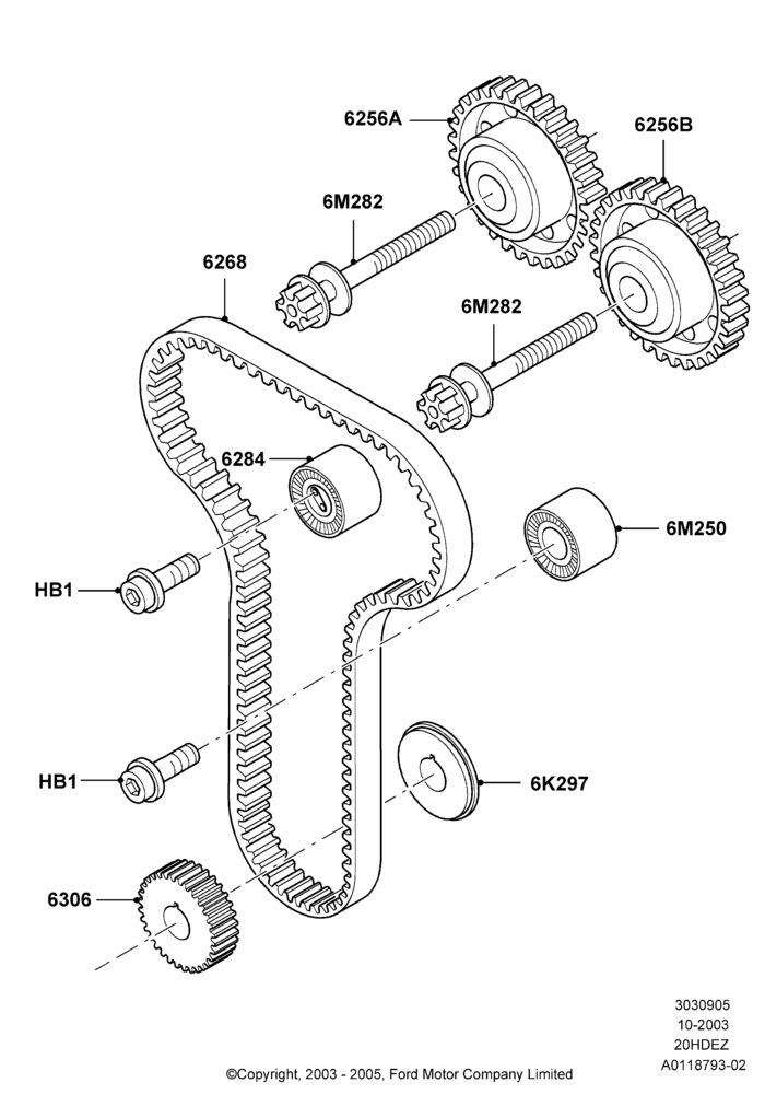 05C - Timing Gear, SVT Package, 2.0L Zetec VVT (170PS); 04/SEP/2003-05/APR/2004