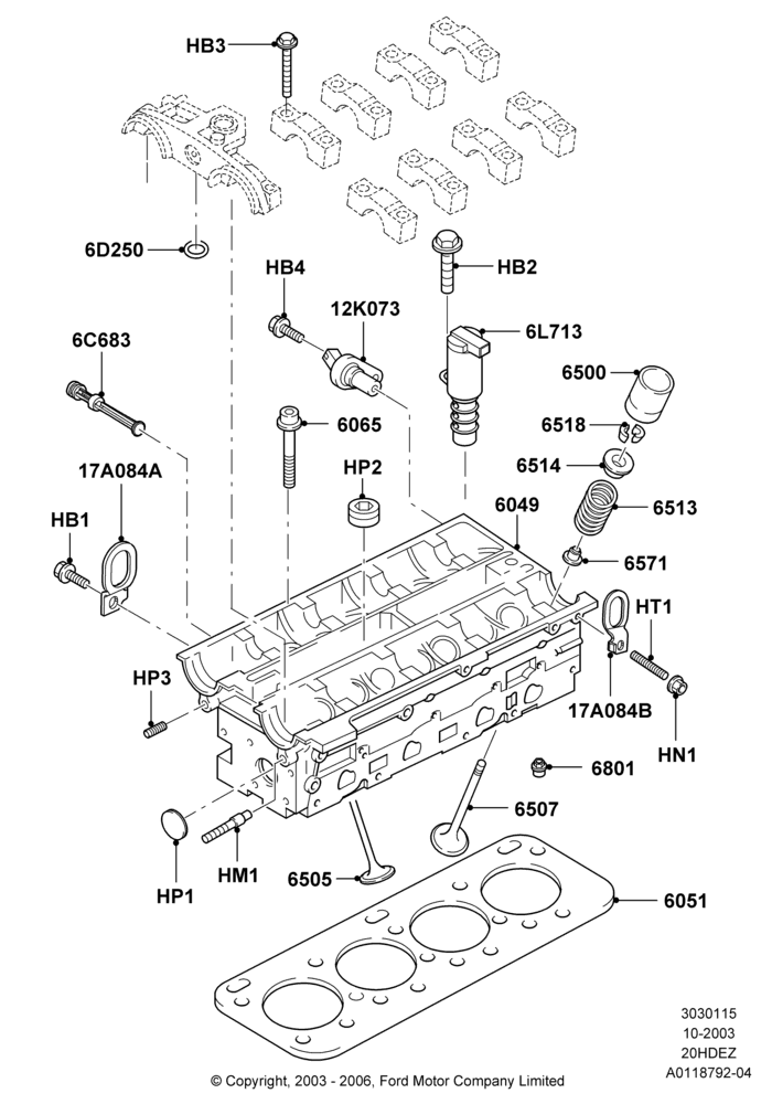 15C - Cylinder Head, SVT Package, 2.0L Zetec VVT (170PS); 04/SEP/2003-05/APR/2004