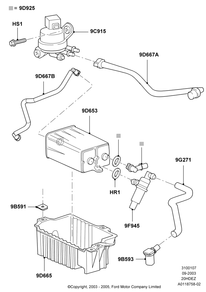 07B - Fuel Vapour System, All 2.0L Zetec Engines; 04/SEP/2003-05/APR/2004
