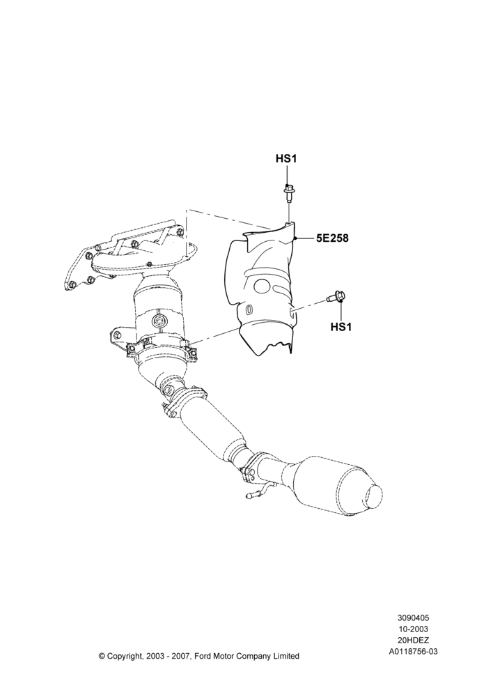 05B - Heat Shields - Exhaust System, All 2.0L Zetec Engines; 04/SEP/2003-05/APR/2004