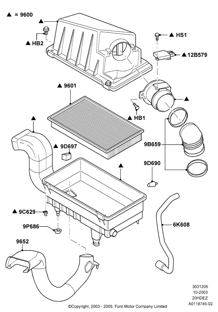 05E - Air Cleaner, SVT Package, 2.0L Zetec VVT (170PS); 04/SEP/2003-05/APR/2004
