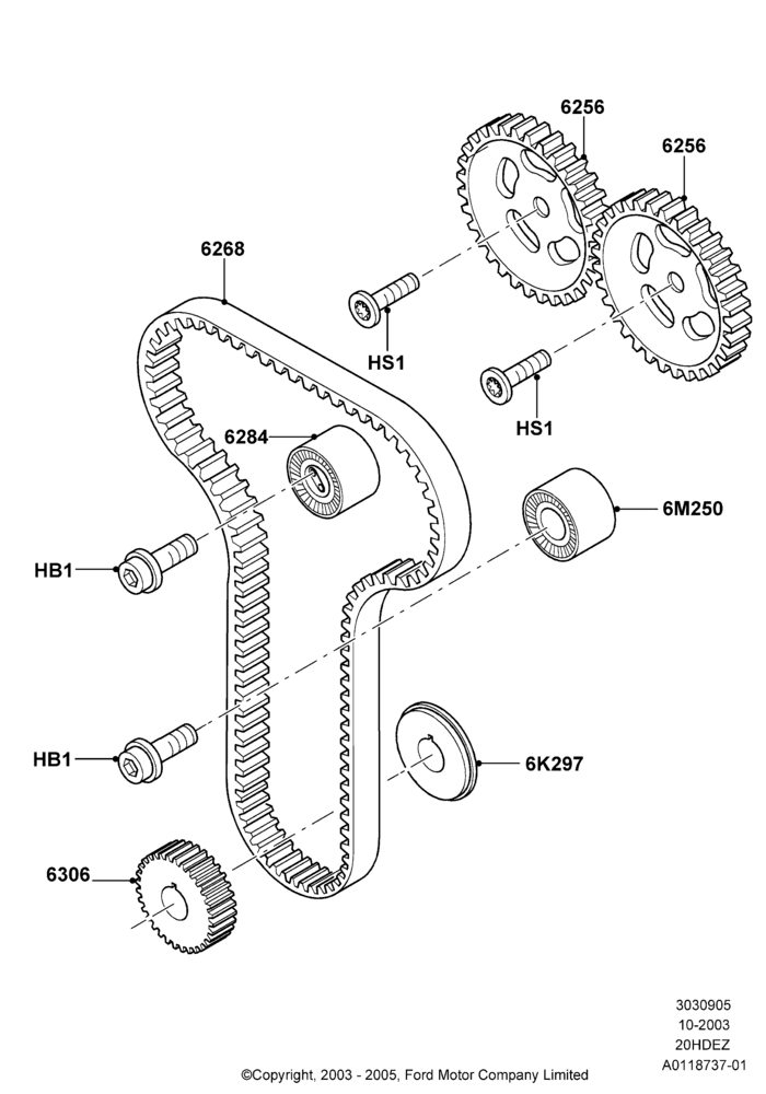 05B - Timing Gear, Less SVT Package, Zetec 2.0 16V EFI; 04/SEP/2003-05/APR/2004