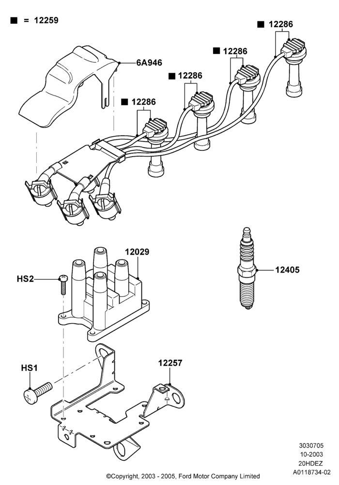 05B - Ignition Coil and Wires/Spark Plugs, All 2.0L Zetec Engines; 04/SEP/2003-05/APR/2004