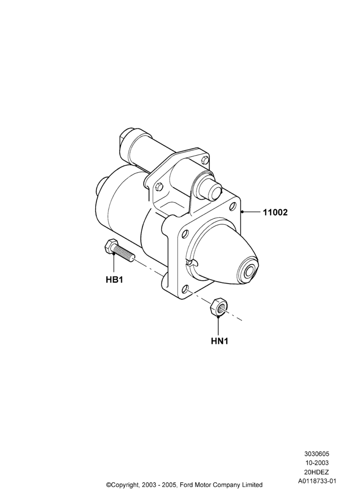 05B - Starter Motor, All 2.0L Zetec Engines; 04/SEP/2003-05/APR/2004