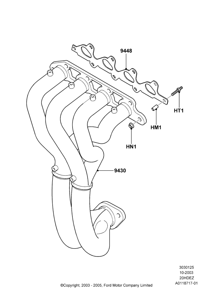 25D - Exhaust Manifold, SVT Package, 2.0L Zetec VVT (170PS); 04/SEP/2003-05/APR/2004