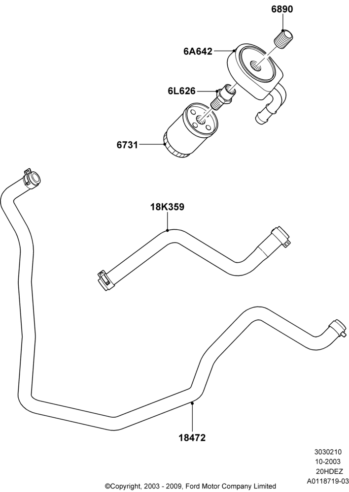 10B - Oil Cooler and Filter, All 2.0L Zetec Engines; 04/SEP/2003-05/APR/2004