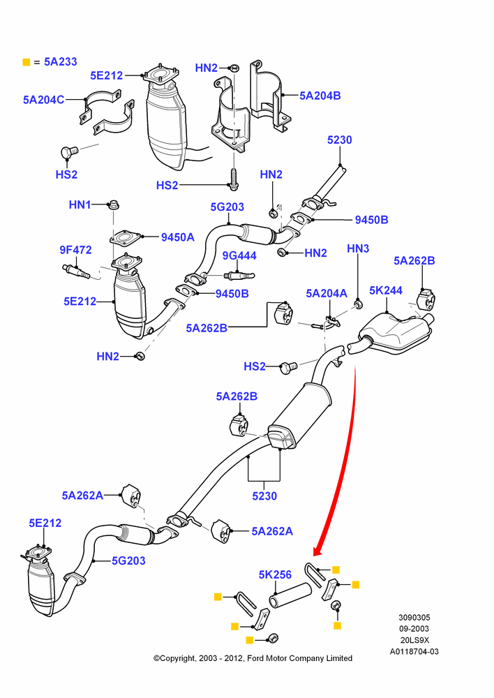05 - Exhaust System, CVH 2.0  EFI; 04/SEP/2003-05/APR/2004