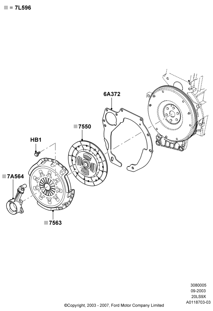 05 - Clutch, CVH 2.0  EFI, Manual Transmission; 04/SEP/2003-05/APR/2004