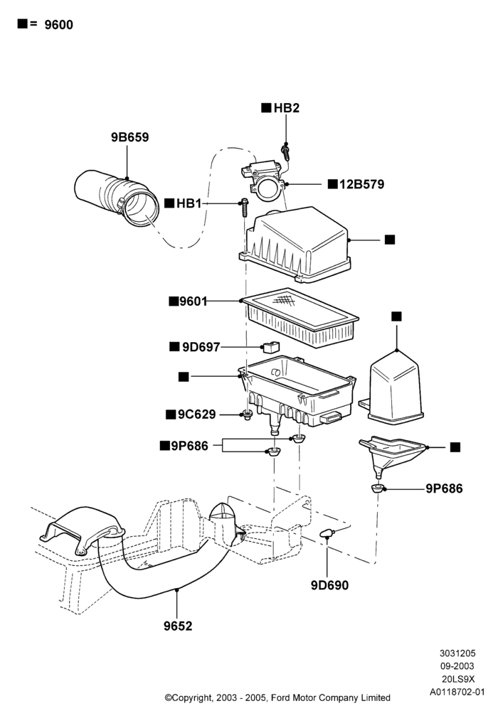 05 - Air Cleaner, CVH 2.0 EFI; 04/SEP/2003-05/APR/2004