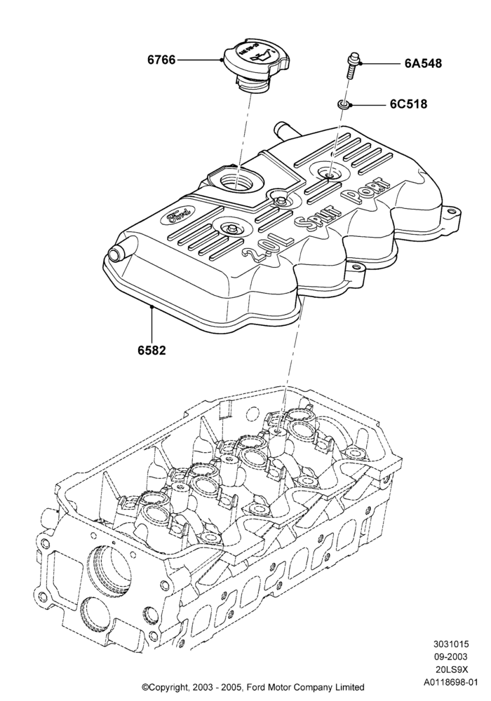 15 - Cylinder Head Cover, CVH 2.0 EFI; 04/SEP/2003-05/APR/2004
