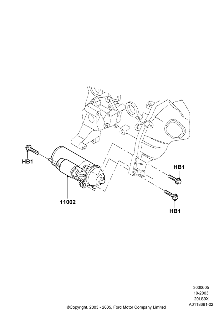 05 - Starter Motor, CVH 2.0  EFI; 04/SEP/2003-05/APR/2004