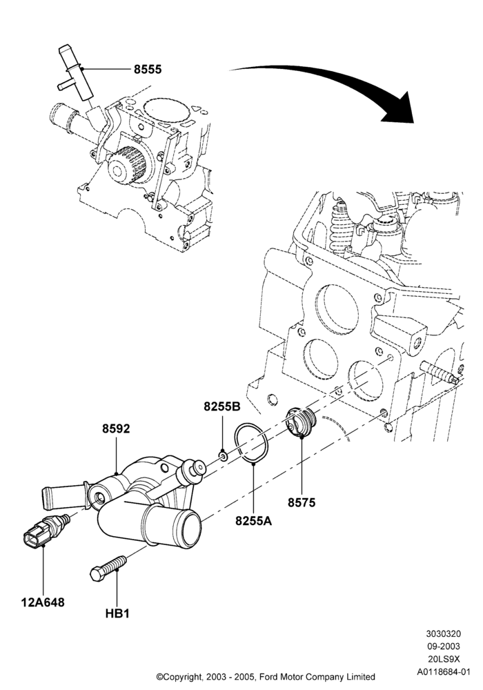 20 - Thermostat/Housing & Related Parts, CVH 2.0  EFI; 04/SEP/2003-05/APR/2004